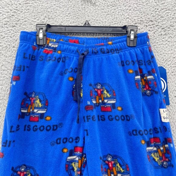 Good Life Sleeping PJ Boys Pants Medium Blue Dog Back Car Medium Weight Fleece - Picture 2 of 14